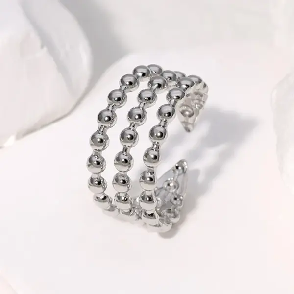 Wholesale PVD Coated Real Gold Plated 18K Round Dots Solid Color Lines 304 Stainless Steel IG Style Modern Simple Waterproof Non Tarnish Open Rings