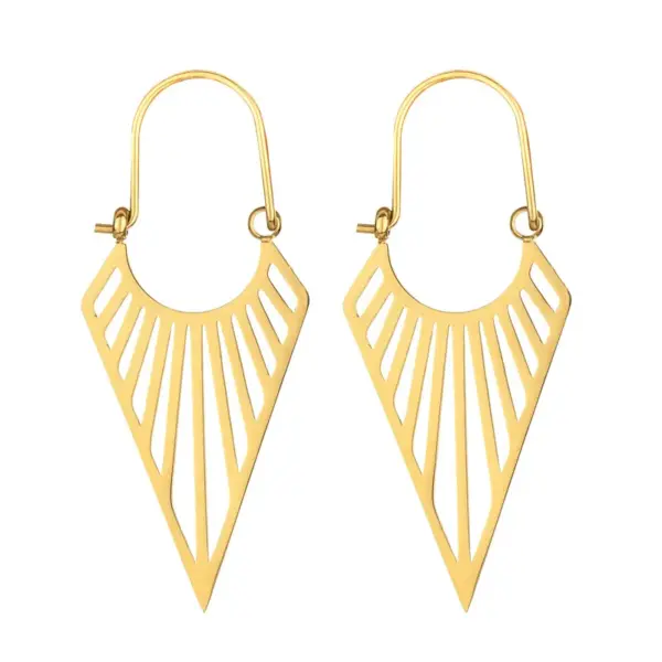 Wholesale PVD Coated Triangle Titanium Steel Exaggerated Waterproof Non Tarnish 304 Stainless Steel Earrings