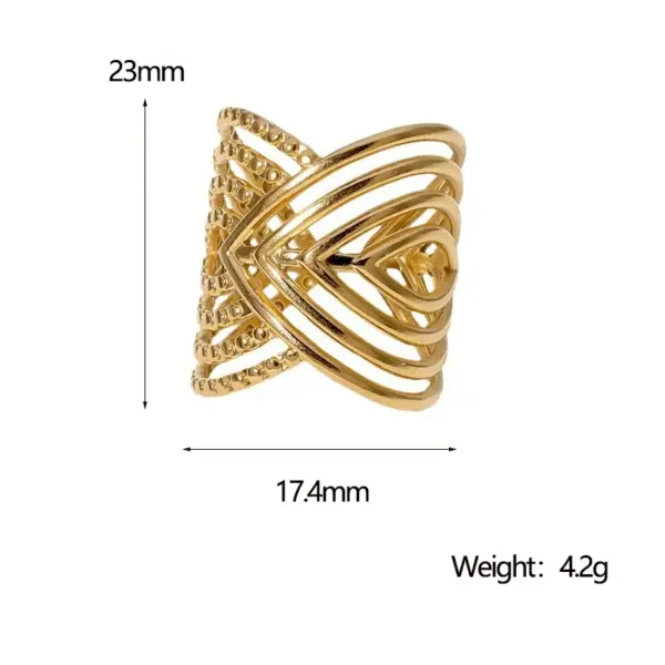 PVD Coated Real Gold Plated 18K Gold Geometric 304 Stainless Steel Retro Exaggerated Punk Waterproof Non Tarnish Open Rings