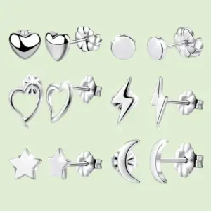Wholesale 1 Pair Simple Style Streetwear Commute Pentagram Moon Heart Shape 304 Stainless Steel Ear Studs