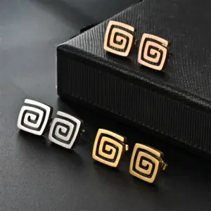 Wholesale Fashion Solid Color Stainless Steel Ear Studs 1 Pair