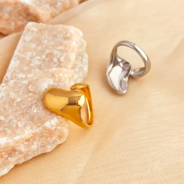 PVD Coated Real Gold Plated 18K Gold Geometric 201 Stainless Steel Casual Retro Simple Style Waterproof Non Tarnish Open Rings