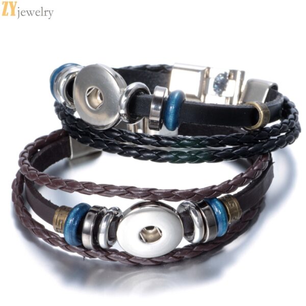 Wholesale Foreign trade jewelry four-button leather bracelet Europe and the United States hot diy bracelet pendant crystal jewelry accessories manufacturers spot