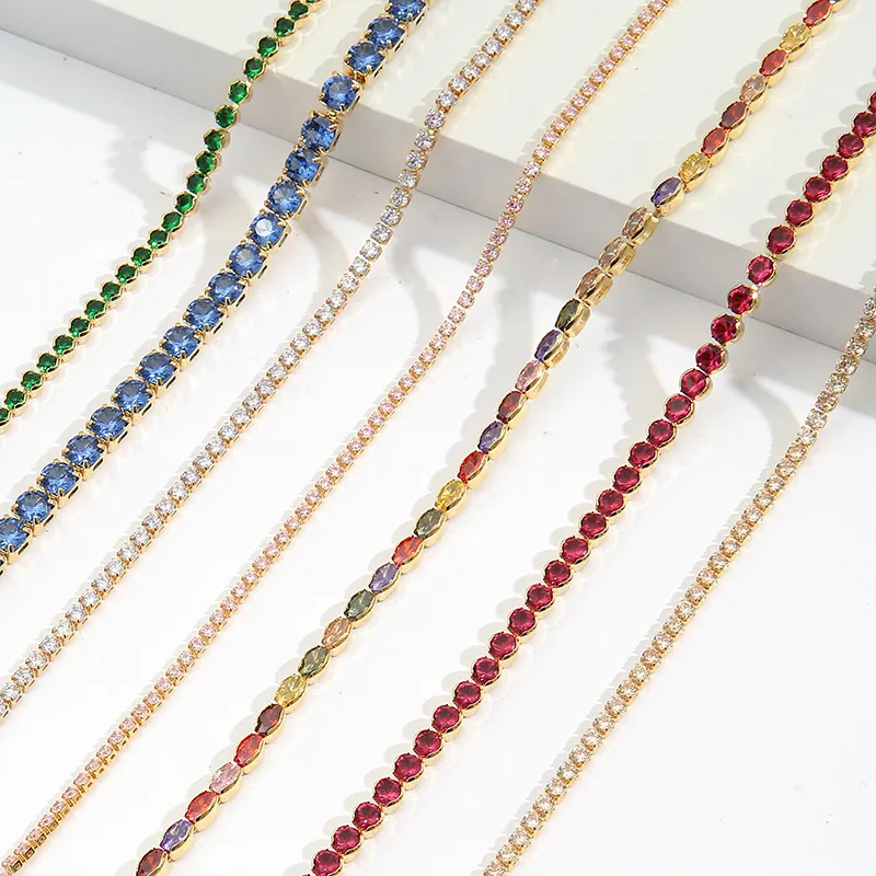 Wholesale Bohemian Geometric Copper Bracelets Necklace Inlay Zircon Copper Necklaces