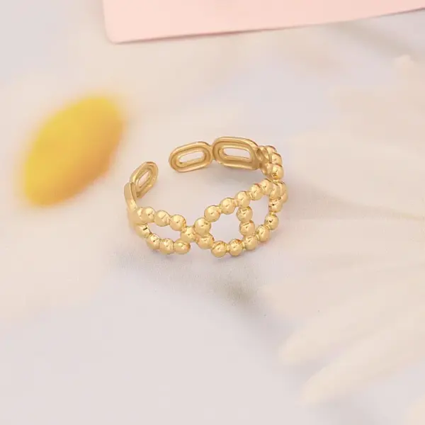 PVD Coated 18K Gold Real Gold Plated Asymmetrical Dress Stainless Steel Fashion Waterproof Non Tarnish Rings