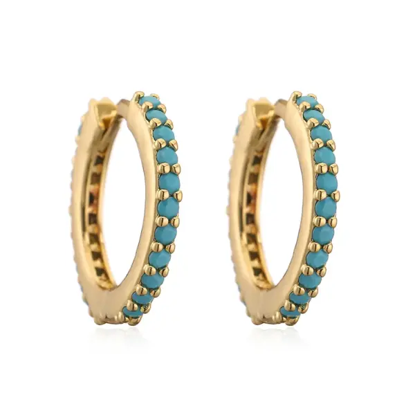 Wholesale Fashion Simple Copper Inlaid Color Diamond Round Ear Clip Earrings Women's Style Ring Light Luxury Earrings Factory Wholesale