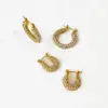 Wholesale PVD Coated Real Gold Plated Circle 304 Stainless Steel Simple Style Waterproof Non Tarnish Earrings