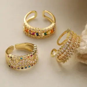 Wholesale 1 Piece Fashion Round Copper Plating Inlay Pearl Zircon Open Ring