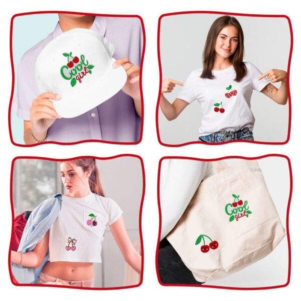 Wholesale Cherry Embroidered Cloth Sticker No-sewing Girl's Down Jacket Patch Sticker Holes Sticker Large