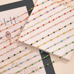 Wholesale Jewelry Vacation Bohemian IG Style Lips Simple Solid Color 304 Stainless Steel 18K Gold Plated Handmade Enamel Plating Anklet