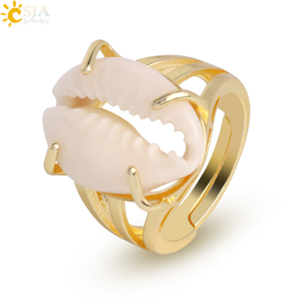 Wholesale Amazon Natural Conch Shell Ring Gold and Silver Plated European and American Creative New Women's Simple Open Ring