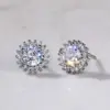 Wholesale Simple Style Flower Copper Inlay Zircon Ear Studs 1 Pair