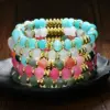 Retro Classic Style Round Natural Stone Beaded Chain Bracelets In Bulk