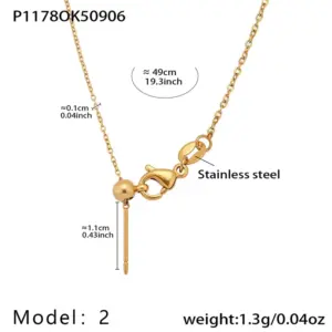 P1178-2 Gold Cross Chain Necklace 49cm