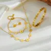 304 Stainless Steel Daisy PVD Coated 18K Real Gold Plated Sweet Simple Style Waterproof Non Tarnish Cable Chain Gold Bracelets Earrings Necklace