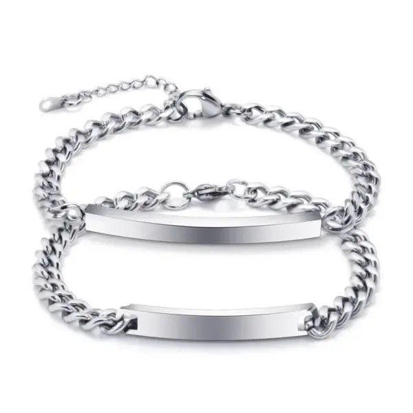 Wholesale Hip Hop Style Rectangle Stitching Chain Titanium Steel Id Bracelet