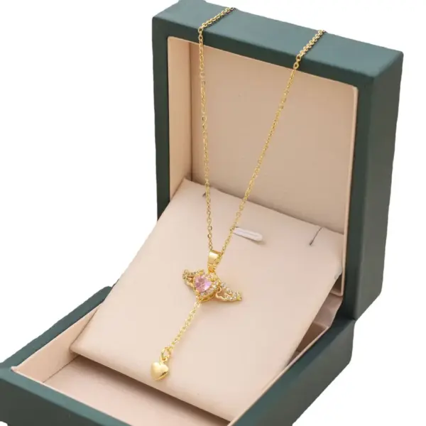 Real Gold Plated Heart Shape Wings 304 Stainless Steel Simple Style Waterproof Non Tarnish Necklace
