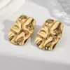 Wholesale Electroplating Golden Plated Irregular Square Leaves 304 Stainless Steel Casual Simple Style Polishing Plating Earrings