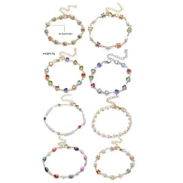 Cute Vintage Style Funny Devil's Eye Heart Shape Butterfly Copper Plating Bracelets