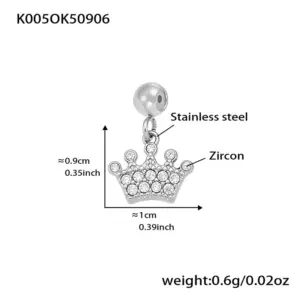 K005-Steel Color Crown Zircon Pendant