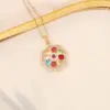 Wholesale Stainless Steel Rainbow Flower PVD Coated Zircon 18K Gold Real Gold Plated Cute Waterproof Non Tarnish Cable Chain Colorful Necklace