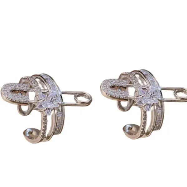 Wholesale Fashion Paper Clip Copper Inlay Zircon Open Ring 1 Piece