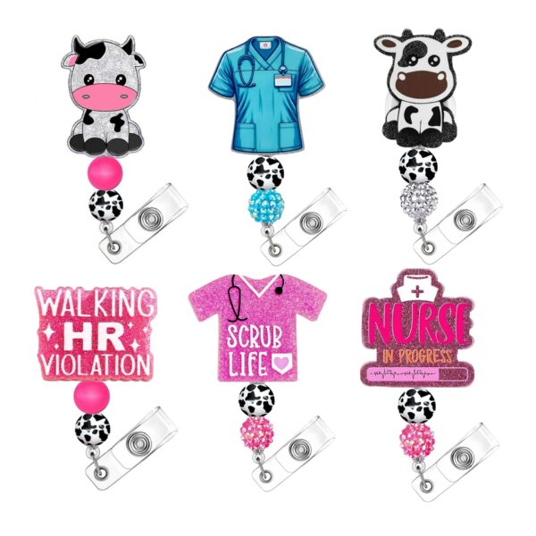 Wholesale Cross-border New Hot Sale Plastic Acrylic Beaded Chest Card ID Easy Pull Buckle Diy Glitter Stretchable Keychain