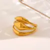 Wholesale Ion Plating (IP) 18K Gold Plated Lines 304 Stainless Steel Simple Style IG Style Waterproof Non Tarnish Rings