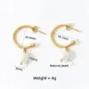 PVD Coated Real Gold Plated 16K Gold White Gold Plated Gold Plating Solid Color 304 Stainless Steel Freshwater Pearl Fashion Waterproof Non Tarnish Drop Earrings