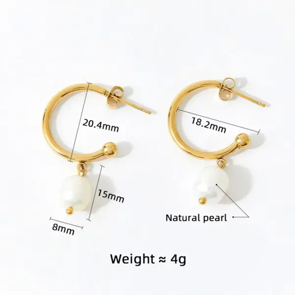 PVD Coated Real Gold Plated 16K Gold White Gold Plated Gold Plating Solid Color 304 Stainless Steel Freshwater Pearl Fashion Waterproof Non Tarnish Drop Earrings