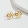 Wholesale New Korean Style Retro Flower Stud Earrings ins French Style Stainless Steel New Rotating Geometric Round Earrings 316 Ear Pin