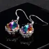 Wholesale Retro Water Droplets Inlaid Crystal Copper Artificial Gemstones Crystal Earrings