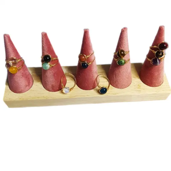 Wholesale Unisex Natural Stone Healing Round Rings Healing Crystals Jewelry