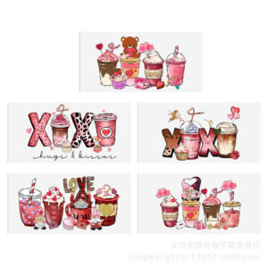 Valentine's Day Series Transparent Crystal Water Cup Waterproof Sticker suit (5 Pieces/Set)