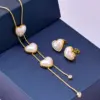 Wholesale Jewelry Elegant Heart Shape 304 Stainless Steel Artificial Pearls 18K Gold Plated Inlay Stainless Steel Jewelry Sets