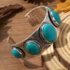 Wholesale Retro Ethnic Style Set Turquoise Bracelet Women's Simple Carved Bohemian Open Bracelet Jewelry