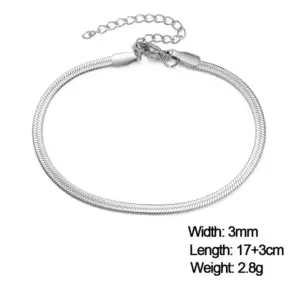 Steel Color 3MM Snake Bone Bracelet