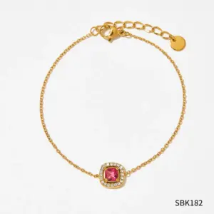 Sbk182 Bracelet Gold Red Zirconium