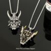 Wholesale Golden Horn Prajna Titanium Steel Necklace Male Ghost Mask Pendant Hip-Hop Duffian Handsome Cool Personality Pendant Sweater Accessories Trendy