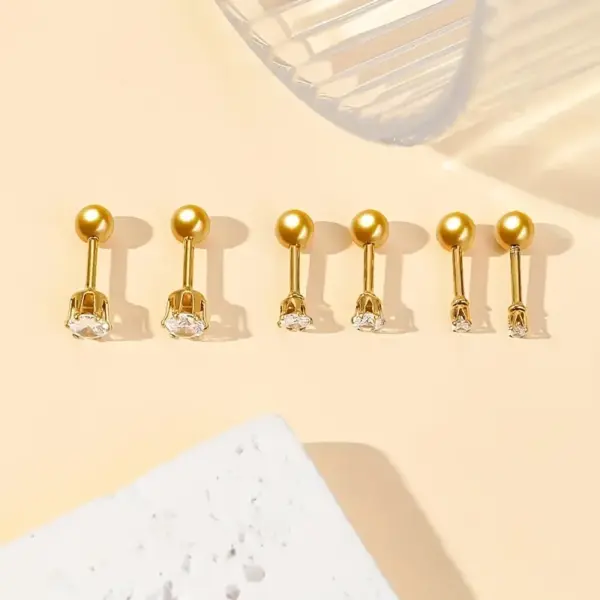 Wholesale 3 Pairs Simple Style Classic Style Geometric 304 Stainless Steel 18K Gold Plated Cartilage Earrings