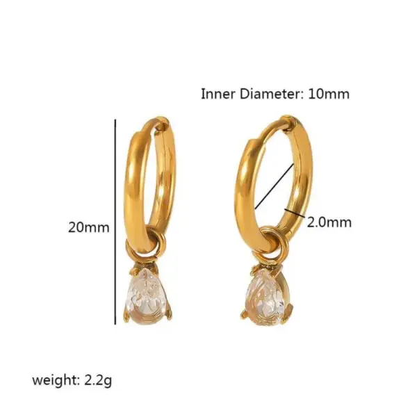 PVD Coated Real Gold Plated 18K Gold Water Droplets Rectangle 304 Stainless Steel Simple Style Waterproof Non Tarnish Drop Earrings