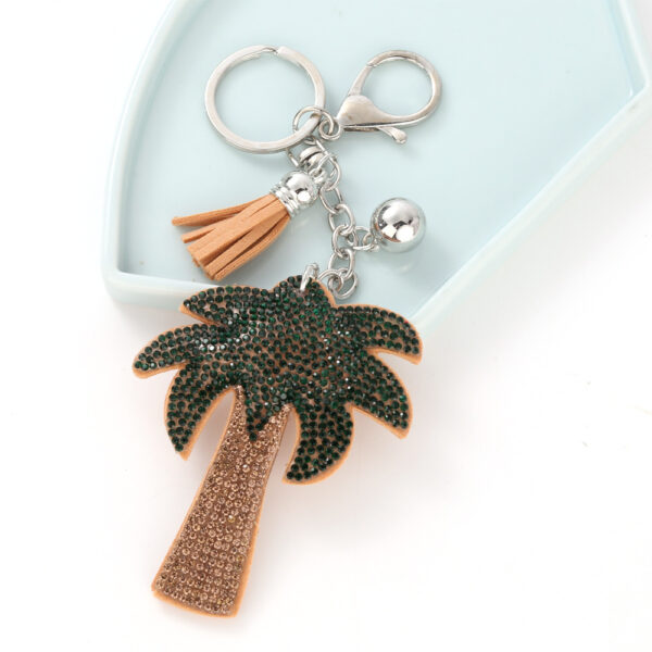 Wholesale 4pcs Creative coconut tree drilling hot picture keychain
