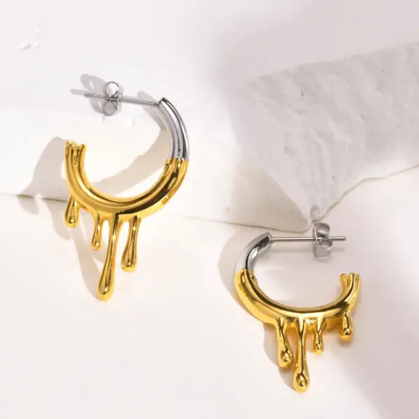 Wholesale 1 Pair Fashion C Shape Plating 201 Stainless Steel Stainless Steel Earrings