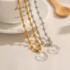 304 Stainless Steel Heart Shape PVD Coated Real Gold Plated IG Style Waterproof Non Tarnish Plating Ball Chain Necklace