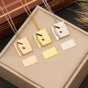 Wholesale PVD Coated 18K Gold Real Gold Plated Solid Color Stainless Steel Simple Style Waterproof Non Tarnish 304 Stainless Steel Pendant Necklace