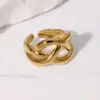 Wholesale PVD Coated Real Gold Plated 18K Gold Geometric Lines 304 Stainless Steel Modern Style Simple Style IG Style Waterproof Non Tarnish Open Rings