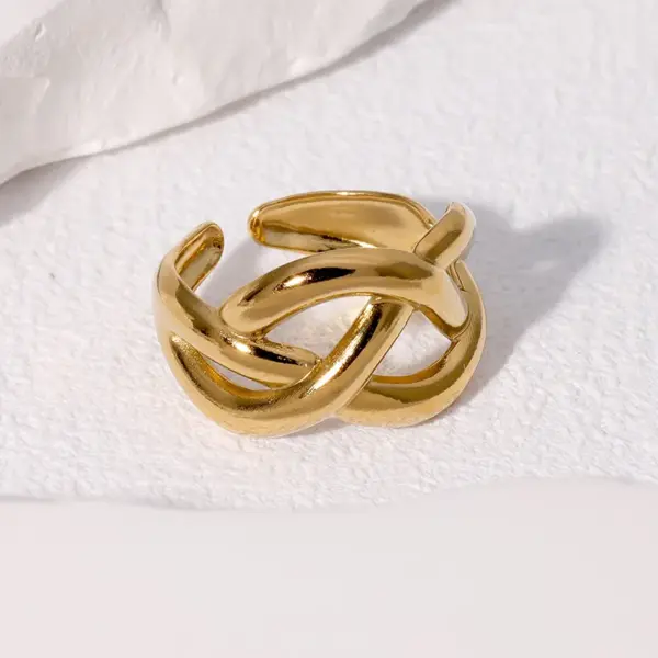 Wholesale PVD Coated Real Gold Plated 18K Gold Geometric Lines 304 Stainless Steel Modern Style Simple Style IG Style Waterproof Non Tarnish Open Rings