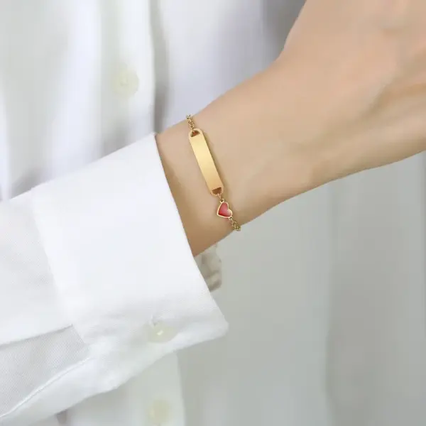 Wholesale PVD Coated Gold Plated Heart Shape Rectangle Stainless Steel Simple Style Waterproof Non Tarnish 201 Stainless Steel Bracelets