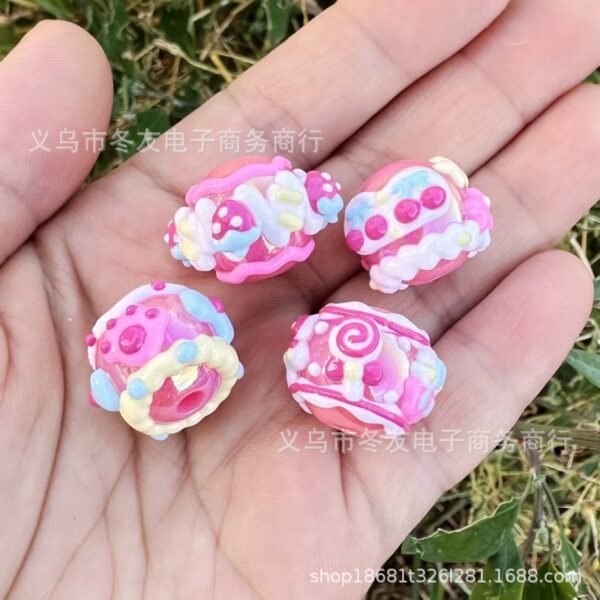 Wholesale Rose pink acrylic heavy-duty hand-painted beads