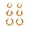 Wholesale PVD Coated 18K Gold Plated Solid Color 304 Stainless Steel Simple Style Waterproof Non Tarnish Earrings